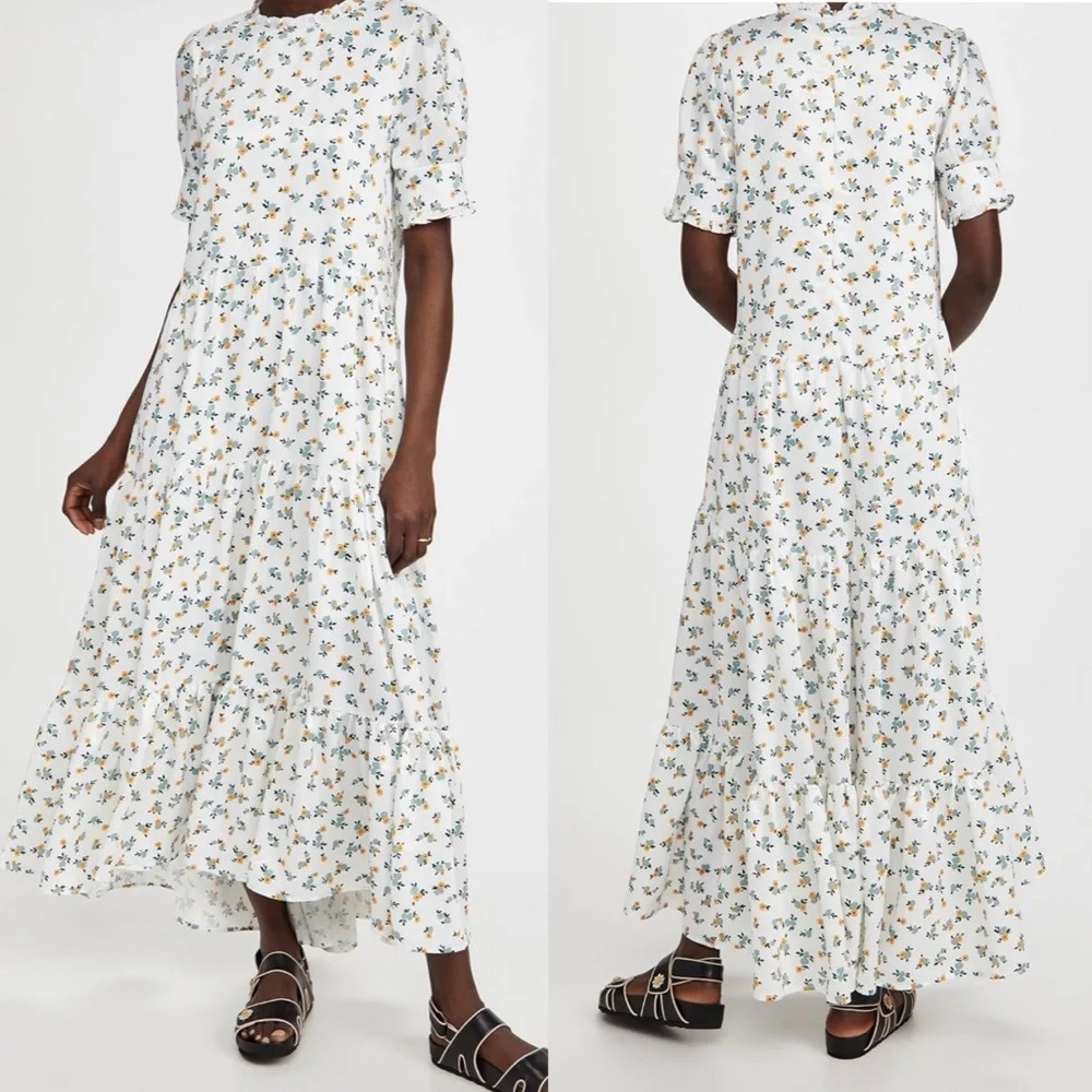 Sister Jane Wild Flower Tiered Maxi Dress in Ivory/Yellow/Blue